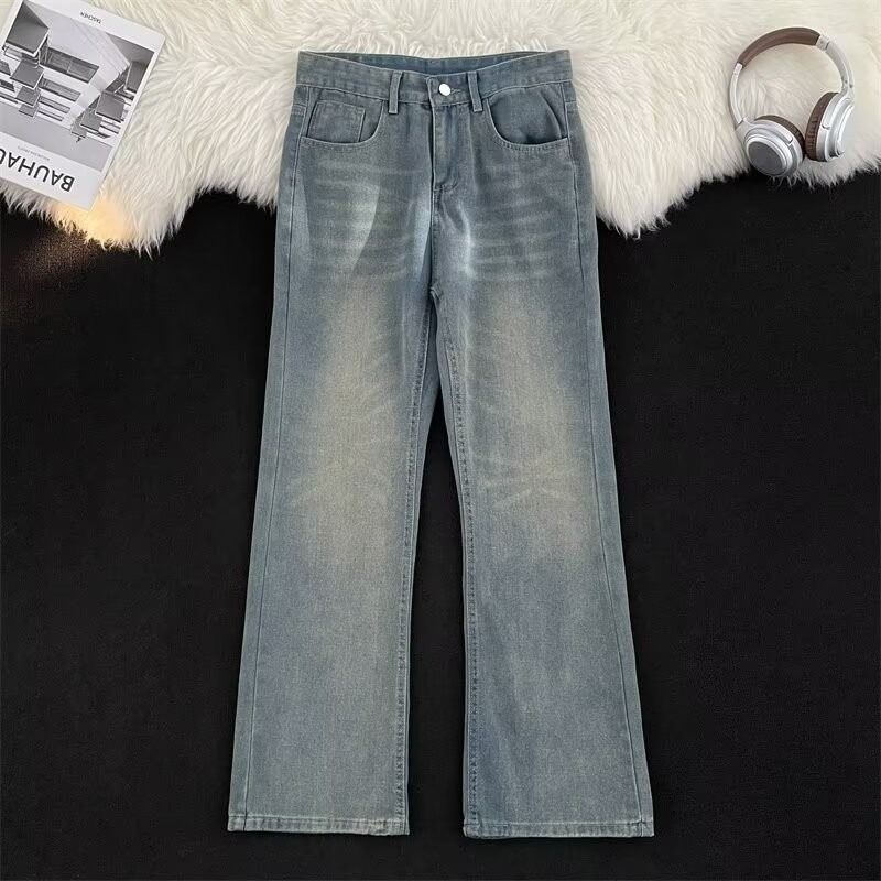 Men's Distressed Gradient Blue Jeans - Loose Fit Straight Leg Vintage Streetwear Pants (Sizes S-3XL)_mkmklike.com