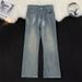 Men's Distressed Gradient Blue Jeans - Loose Fit Straight Leg Vintage Streetwear Pants (Sizes S-3XL)_mkmklike.com