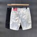 Men's Trendy Summer White Denim Shorts Multiple Pockets Loose Straight Leg Casual Cargo Shorts_mkmklike.com