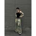Men's Clothing Double Layer Two Piece Yellow Mud Distressed Dirty Wasteland Paris High End Wide Leg Jeans_mkmklike.com