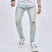 Men's Stretch Ripped Skinny Jeans - High Elasticity Slim Fit Denim Pants For Casual Wear (Black, Blue, Gray) - Sizes 28-38_mkmklike.com