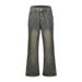 Vintage Washed Distressed Denim Flared Pants For Men - Retro Wide Leg Hippie Style Jeans, Comfortable Loose Fit Casual Trousers_mkmklike.com