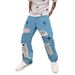 Men's Clothing Foreign Trade New Cross Border Men's Double Line Jeans Casual Straight European And American Straight Denim Trousers Men_mkmklike.com