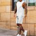 Men's casual thin five-point pants sleeveless top solid color vest shorts two-piece set_mkmklike.com