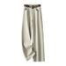Women's Slim Fit Wide Leg Jeans High Waist Slimming Luxurious Loose Straight Leg Pants Yellow New Style for Spring And Autumn_mkmklike.com