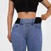 NY107 High Elastic Flared Jeans Women's Slim Fit Denim Jeans Solid Color Street Style with Pockets Long Pants Hot Style_mkmklike.com