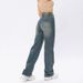 Women's Clothing Women's High-Waisted Relaxed Fit Stretch Denim Jeans - Cement Grey Wash, Comfortable Cotton Blend, Versatile Casual & Office Wear_mkmklike.com