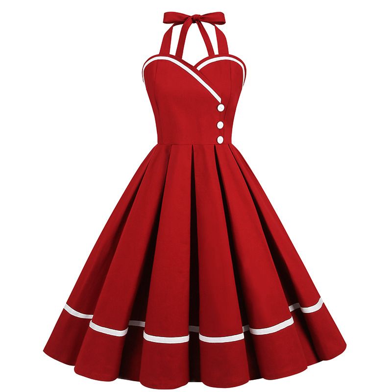 Women's Clothing retro patchwork waist big swing 50S dress tutu skirt _mkmklike.com