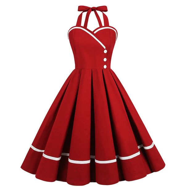 Women's Clothing retro patchwork waist big swing 50S dress tutu skirt _mkmklike.com