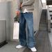 Men's Clothing Men's Retro Style Washed Straight Leg Jeans Thickened Loose Floor Length Pants Korean Style Commuter Outfit Winter_mkmklike.com