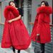 Women's Clothing winter new cotton coat women medium and long large fur collar plus velvet lining parka coat trendy_mkmklike.com