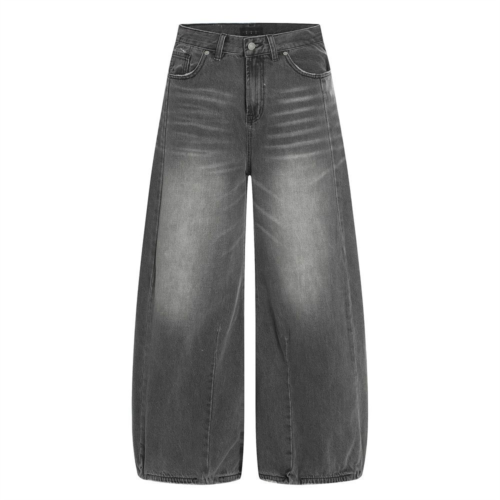 Punk Wasteland Denim Scimitar Men's Long Trendy Distressed Washed Wide-Leg Loose Banana Pants_mkmklike.com