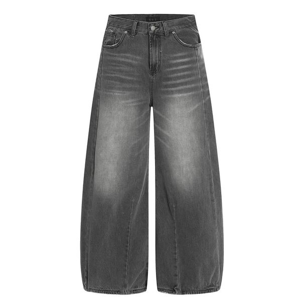 Punk Wasteland Denim Scimitar Men's Long Trendy Distressed Washed Wide-Leg Loose Banana Pants_mkmklike.com