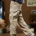 American Sle Casual Loose Straight Leg Multi Ket Outdoor Workwear Trousers Khaki Color Men's Faion Spring New_mkmklike.com