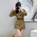 ELLE Vintage Long Sleeve Workwear Denim For Women, Autumn New Korean Version, Versatile Waist-Cinching Slimming Short Dress_mkmklike.com