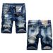 Men's Clothing Brand Summer Shorts With Paint Spots And Holes Patched With Chain Decoration Stretch Jeans For Men_mkmklike.com