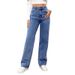 Women's Clothing High Waist Washed Women's Jeans Long Straight Pants_mkmklike.com