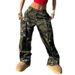 Women's Clothing Workwear Style Camouflage Multi Pocket Loose Jeans Hot Girl Street Style Personality Low Waist Slim Trousers_mkmklike.com