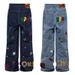 Suitable For All Seasons American Style Men's Jeans Washed Multi-Pocket Butterfly Lightning Letter Embroidery Wide-Leg Loose Long Pants_mkmklike.com