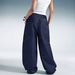 Women's High Waisted Wide Leg Jeans Original Dark Blue Patchwork Loose Fit Floor Length Curved Edge Banana Pants American High Street Style_mkmklike.com