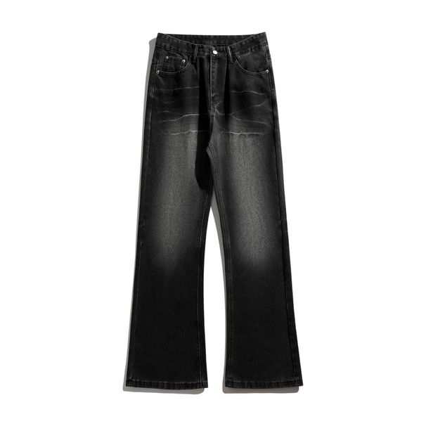 American Style Loose Casual Vintage Washed Trendy Punk Men's Gradient Faded Straight Long Jeans_mkmklike.com