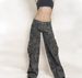 Women's Retro Camouflage Overalls - Low Waist, Multi-Pocket, Straight Leg Jeans With Leaf Print_mkmklike.com
