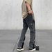 "Men's Distressed Color Block Splash Ink Jeans - Trendy Straight Cut High Street Style Comfort Fit Denim Pants"_mkmklike.com