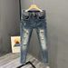 Men's Clothing Men's Trendy Ripped Cropped Jeans Lightweight Stretchy Slim Fit Versatile Spring Style Denim For Formal & Casual_mkmklike.com