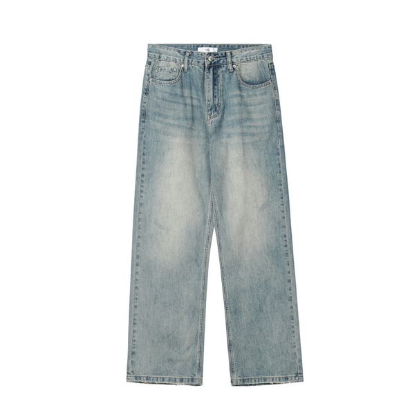 Washed And Distressed Straight-Leg Dad Ins American Style Loose Wide-Leg Casual Long Pants Men's Trendy Trousers_mkmklike.com