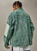 Men's Vintage Distressed Denim Jacket - Oversized Streetwear Button-Up Coat With Faded Print & Contrast Stitching_mkmklike.com
