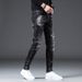1 Jeans Korean Style Trendy Slim Fit Skinny Vintage Patch Men's Pants_mkmklike.com