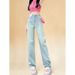 New Design Light-colored Straight Wide-leg Jeans For Women From Guangzhou, High-waisted Floor-length Pants, New_mkmklike.com