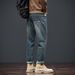 Men's 2026 Spring New Hong Kong Style Fashion Jeans, Hip Hop High Street Trendy Letter Print Casual Versatile Denim Pants_mkmklike.com
