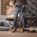 Vintage American Style Men's Jeans - Relaxed Straight Leg Washed Denim Pants For Casual Wear (Blue, Sizes 28-36)_mkmklike.com
