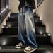 American High Street Gradual Change Washed Jeans Men And Women Loose Straight Wide Leg Pants Pants Men_mkmklike.com