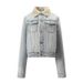 Denim Jackets & Coats Plaid Lined Thick Lambswool Quilted Denim Jacket Washed Cotton Autumn Winter 5023 Women_mkmklike.com