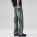 LKTM Wear # Washed With Damaged Mouth, Jeans, Men's Cleanfit, Loose Straight Tube, Broken Hole, Long Pants Ffe_mkmklike.com