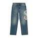 Hip Hop Punk Skull Print Baggy Blue Jeans For Women Y2k Street Wear Casual Straight Wide Leg Pants Hot Selling Denim Trousers_mkmklike.com