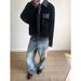Men's Trendy Loose Casual High Street Blue Jeans Washed Whisker Pattern American Retro Wide Leg Pants_mkmklike.com