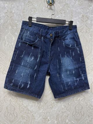 Men's Classic Denim Shorts - Mid-Rise Straight Fit, Washed Cotton For Casual Comfort (Dark Blue, Sizes 30-38)_mkmklike.com