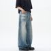 Vintage Washed Loose Fit Banana Jeans Men's Curved Hem American Streetwear Retro Denim Trousers with Relaxed Silhouette_mkmklike.com