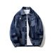 Men's Clothing Contrast Color Plaid Denim Jacket Handsome Tops Long Sleeve Lapel Jacket_mkmklike.com