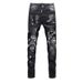 Light Ripped Patchwork Jeans For Men, European And American Style, Stretchy Slim-fit, High-end Vintage Washed_mkmklike.com