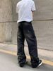 Men's Retro Washed Distressed Black Jeans High Street Style Loose Straight Leg Casual Pants Fashion_mkmklike.com