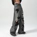 Men's Black & Gray Distressed Jeans - Summer Thin Washed Cotton High Street Vibe Baggy Cargo Pants With Slight Flare_mkmklike.com