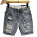 Men's Trendy Distressed Denim Shorts Light Colored Stretch Straight Leg Summer Half Length Pants_mkmklike.com