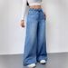 High-Waisted Wide-Leg Jeans For Women - Stretch-Free Cotton Denim Pants With Adjustable Drawstring (S-XXL)_mkmklike.com