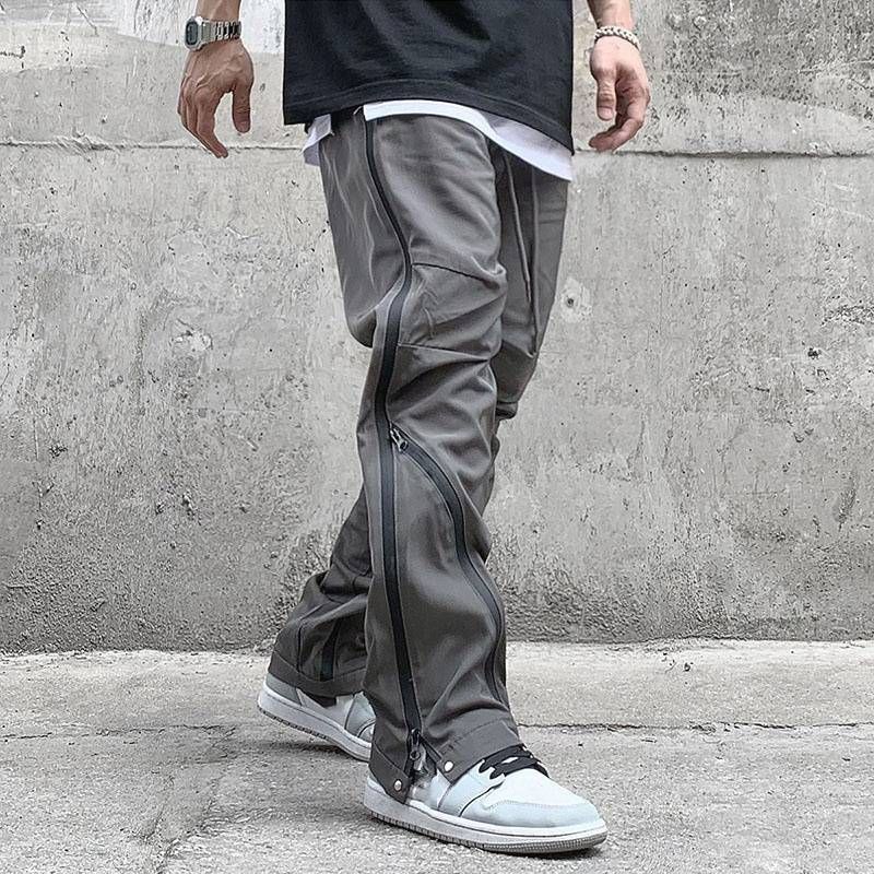 Men's Streetwear Cargo Pants - Loose Fit Tactical Nylon Joggers With Zipper Details & Urban Vibe Style_mkmklike.com