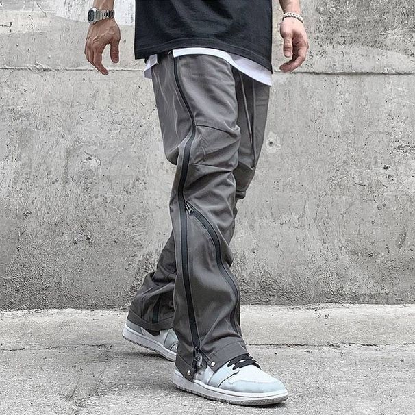 Men's Streetwear Cargo Pants - Loose Fit Tactical Nylon Joggers With Zipper Details & Urban Vibe Style_mkmklike.com