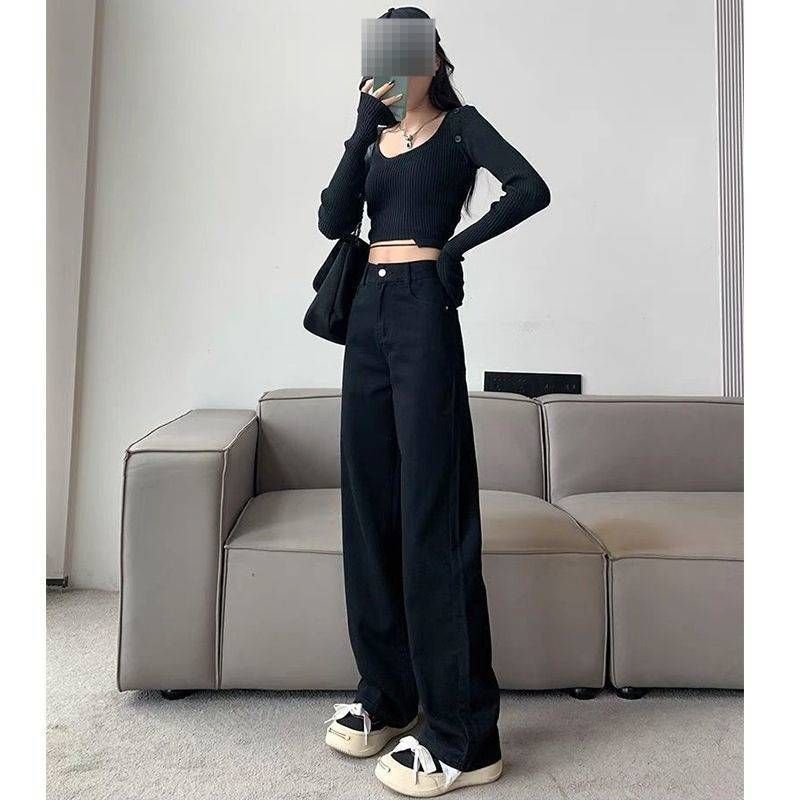 Petite Low-Rise Flared Jeans For Women – Vintage Dark Blue Stretch Denim, Slim Fit & Retro Y2K Style (XS-XL)_mkmklike.com